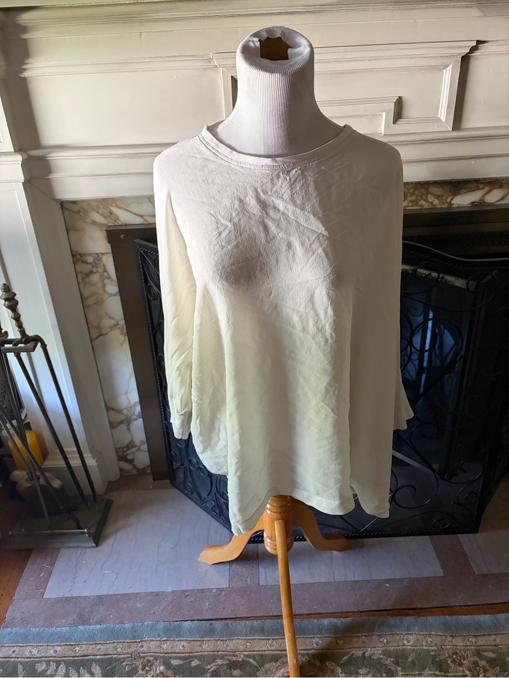 Eileen Fisher Cream Long-Sleeve sheer top